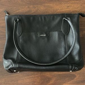 Lodis Sierra black leather carry-on travel bag